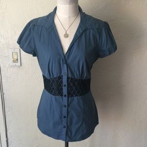 Maurices teal button down top